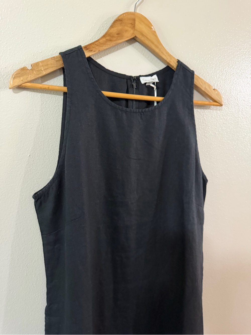 Garnet Hill | NWT Linen Black Fringeβ Hem Dress, size 10 - Picture 7 of 12